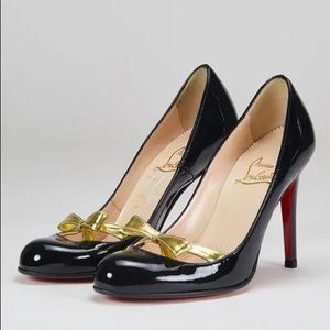 Christian Louboutin Black Pumps with Gold Bow
